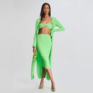 SER.O.YA 3 Piece Set Cardigan Skirt Top Green Lime Size M Retrofete
